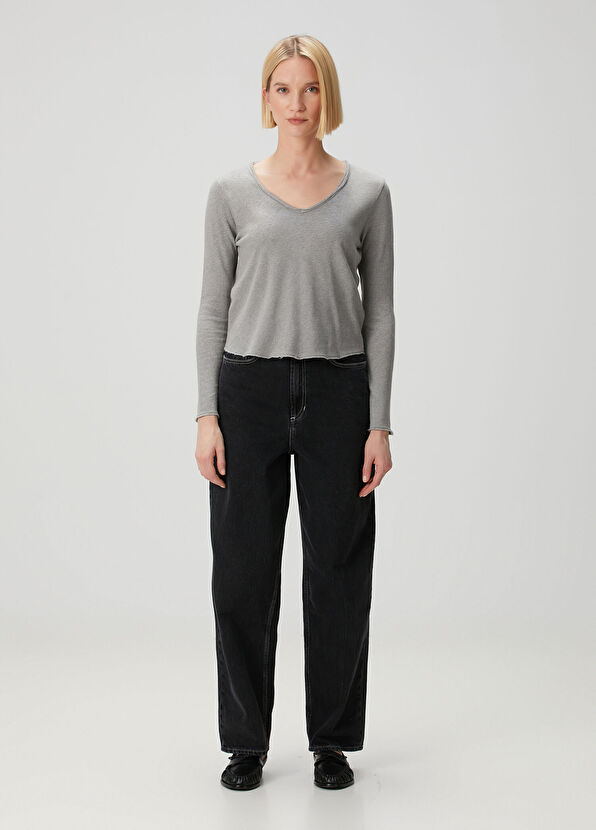 American Vintage Gri Uzun Kol T-shirt - 2