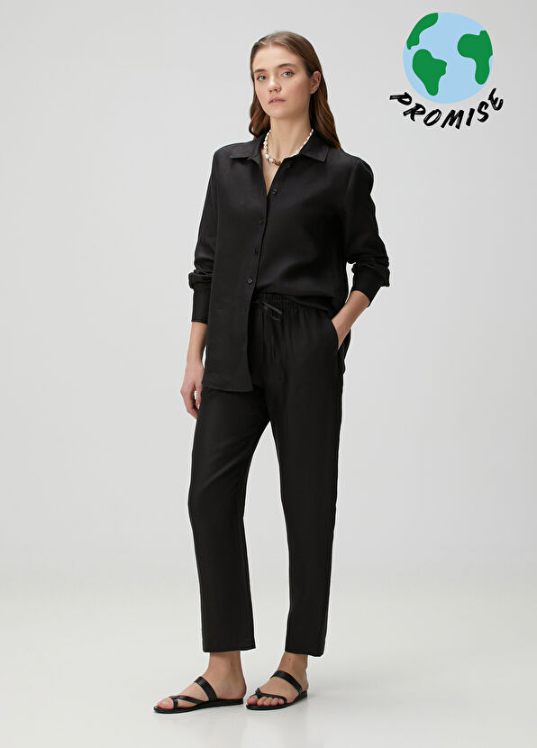 Beymen Collection Siyah Keten Pijama Pantolon - 1