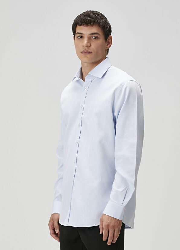 Beymen Club Relax Fit Mavi Armürlü Gömlek - 4