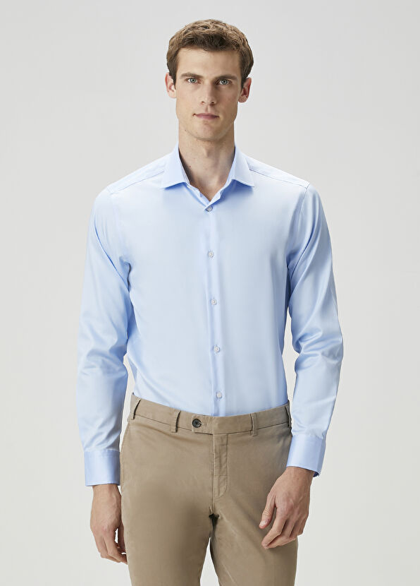 Beymen Club Comfort Fit Blue Non-Iron Shirt - 1