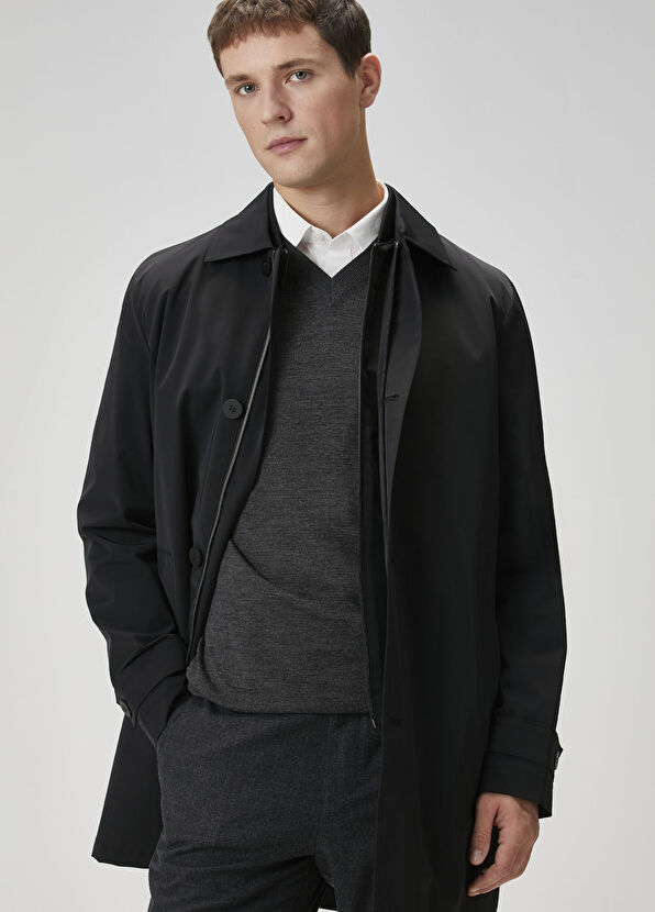 Siyah İç Yelek Detaylı Pardösü - Görsel 4