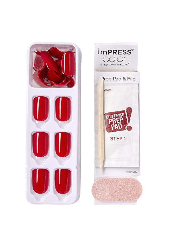 Impress Color Kırmızı Kendinden Yapışkanlı Kısa Parlak Takma Tırnak  - 4
