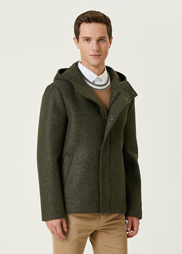 Beymen Club Khaki Hooded Short Coat - 1