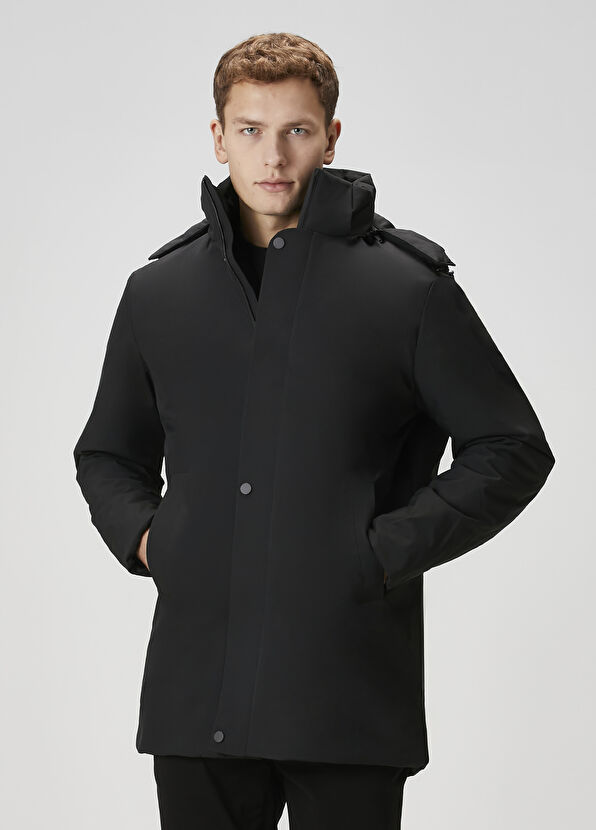 Beymen Club Black Hooded Long Coat - 1