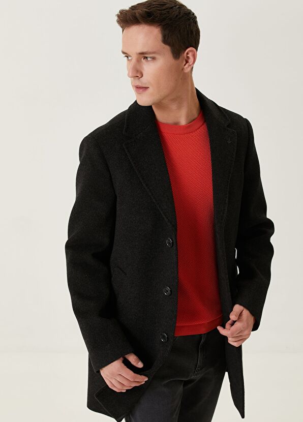 Beymen Club Anthracite Wool Cashmere Coat - 2
