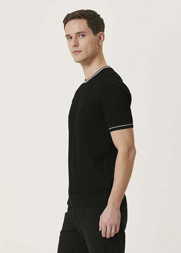 Beymen Club Siyah Petek Örgü Dokulu Kısa Kollu Kazak - 4