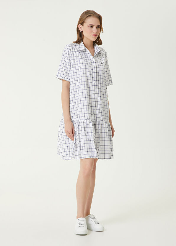 Beymen Club Beyaz Kareli Mini Gömlek Elbise - 3