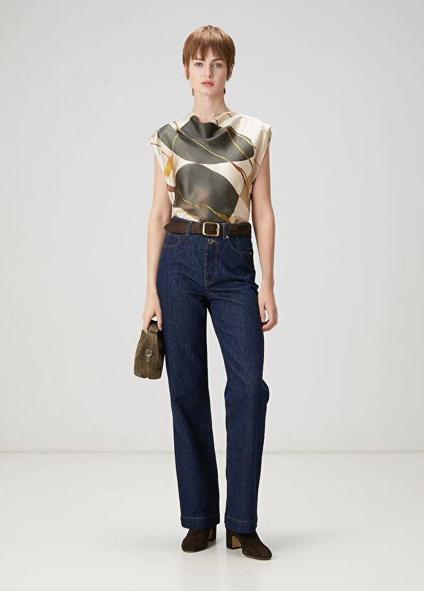 Beymen Club Yeşil Krem Desenli İpek Gömlek - 2