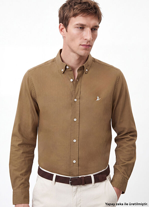 Beymen Club Comfort Fit Light Khaki Gabardine Textured Shirt - 1