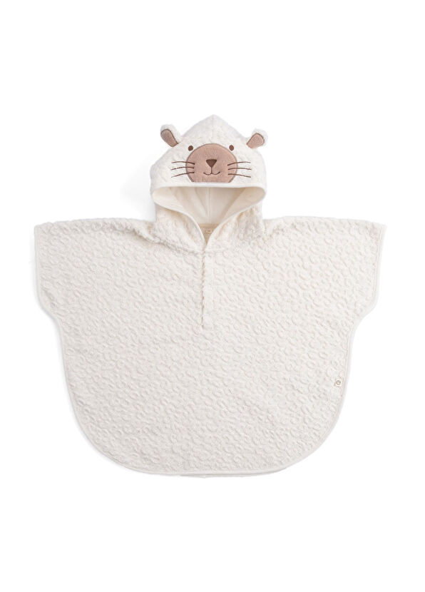 Little Gusto Leopard Print Ecru Organic Cotton Baby Towel Poncho - 2