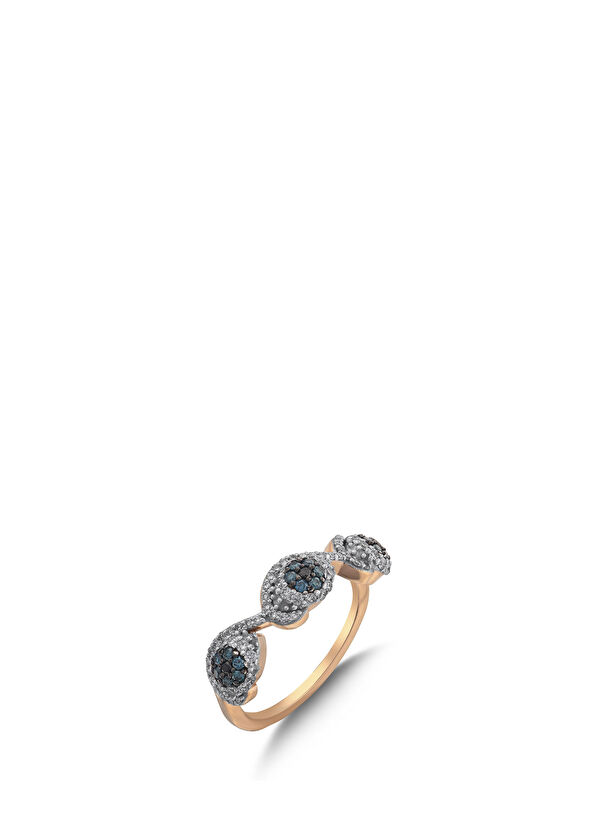 Bee Goddess Eye Light Blue Diamond Gold Ring - 1