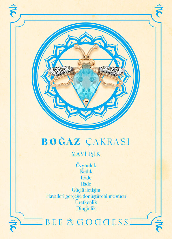 Queen Bee Kadın Mavi Topaz Pırlanta Altın Bileklik - Görsel 5