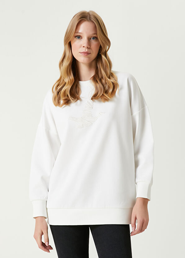 Beymen Club White Logo Embroidered Sweatshirt - 1