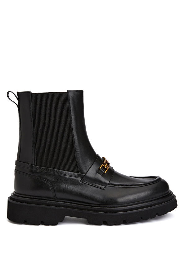 Beymen Club Siyah Logolu Zincirli Kadın Deri Bot - 1