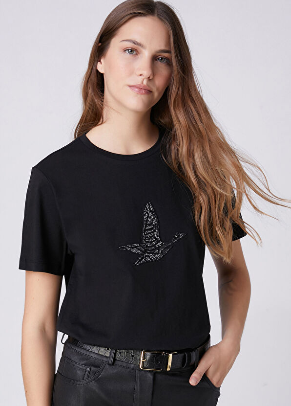 Beymen Club Siyah Hotfix Logolu T-shirt - 2