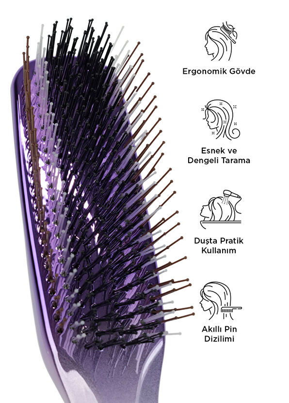 FENDA Profesyonel Metalic Purple 4 Pinli Mor Saç Fırçası - 2