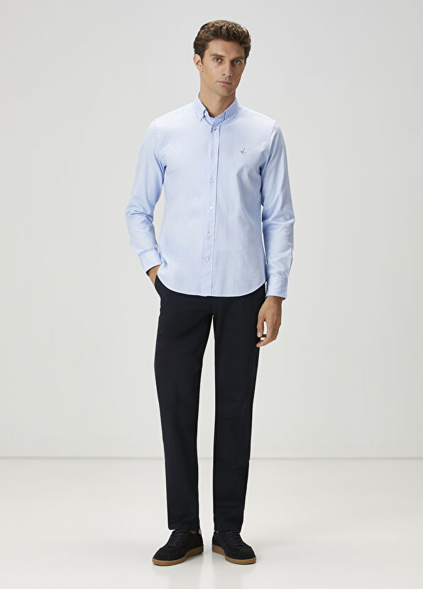 Beymen Club Slim Fit Light Blue Oxford Shirt - 3