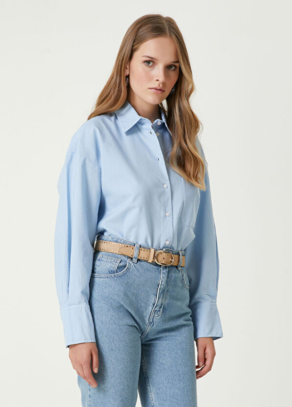 Beymen Club Mavi Logo Nakışlı Oxford Gömlek - 4