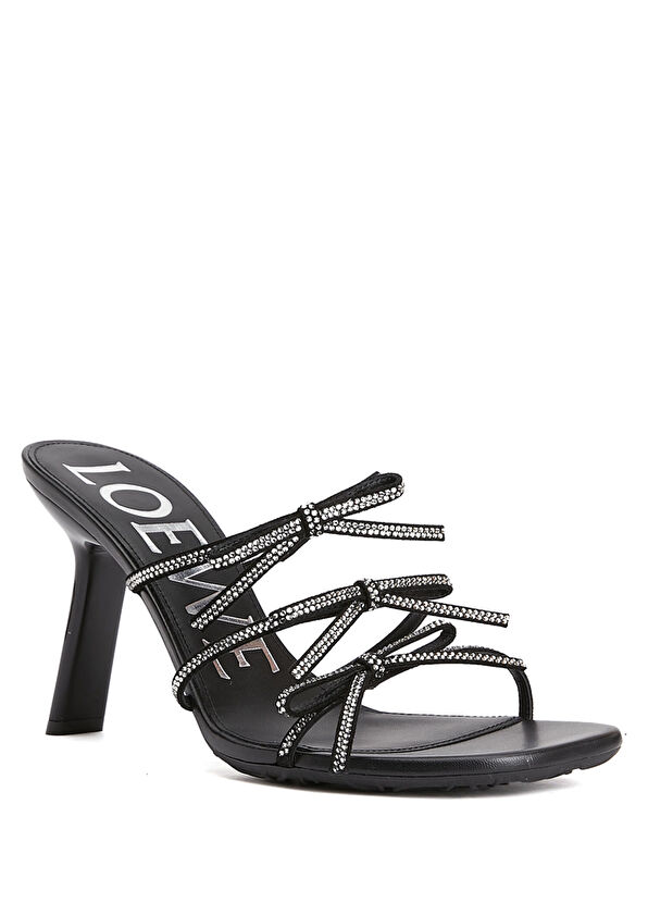 Loewe Petal Siyah Fiyonk Detaylı Kadın Deri Sandalet - 1