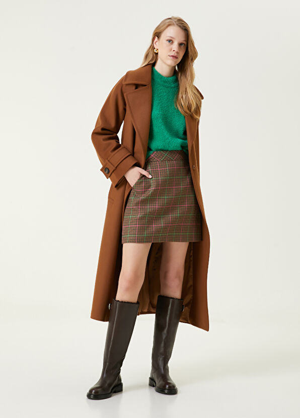 Beymen Club Kahve Neon Pembe Ekoseli Mini Etek - 2