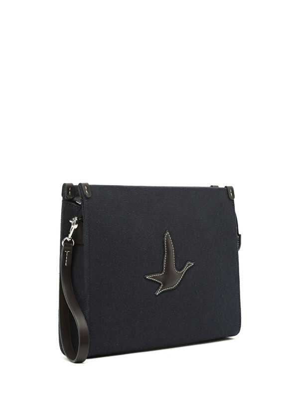 Beymen Club Navy Blue Embossed Logo Women's Hand Clutch - 2