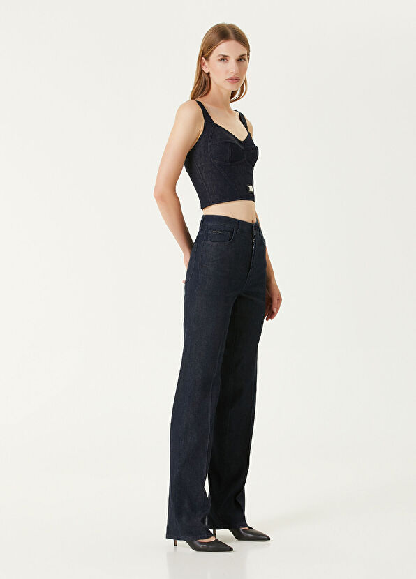 Dolce&Gabbana Lacivert Crop Denim Bluz - 2