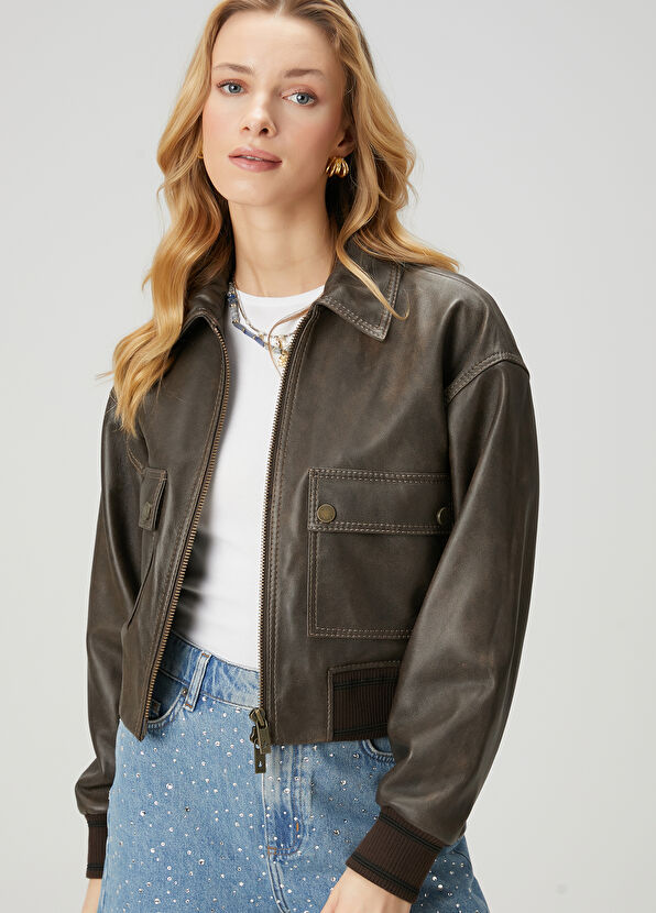 Beymen Club Kahverengi Deri Ceket - 1