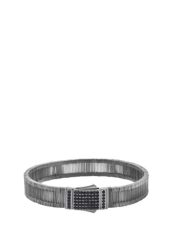 Orena Jewelry Voss Siyah Rodaj 925 Ayar Gümüş Erkek Bileklik - 1