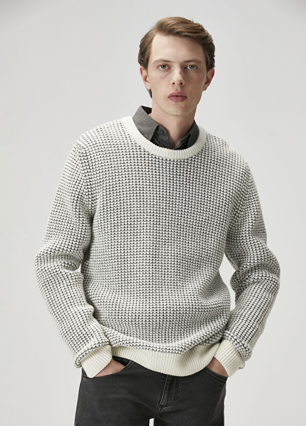 Beymen Club Off-White Textured Wool Sweater - 4