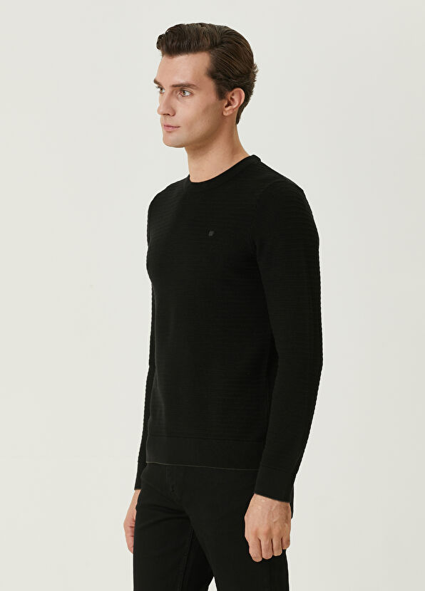 Beymen Club Black Knit Textured Logo Sweater - 4