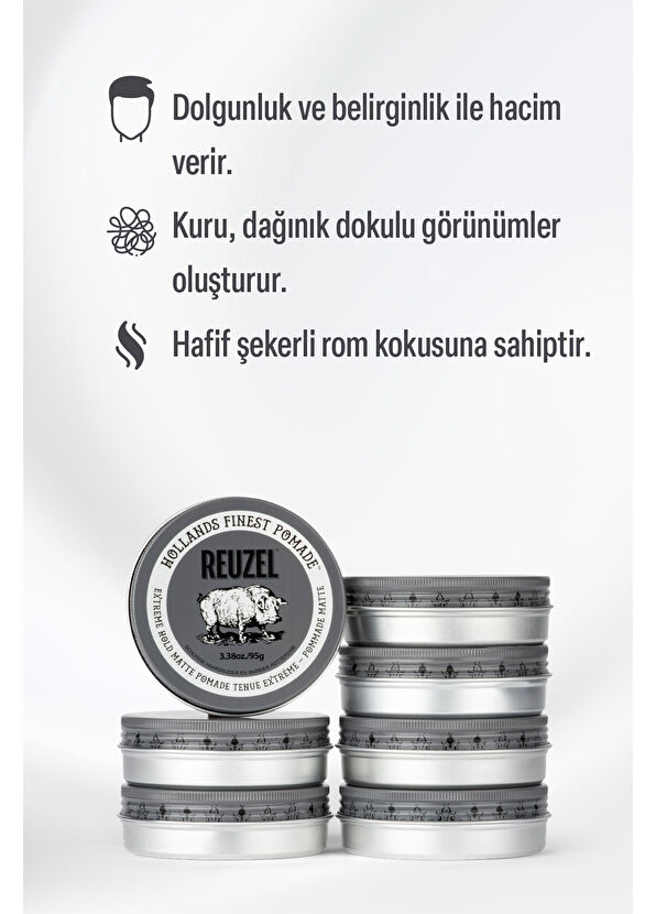 Reuzel Extreme Hold Strong Hold Styling Hair Pomade 95 gr - 2