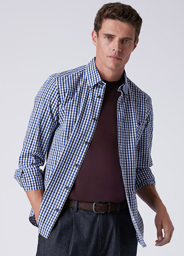 Beymen Club Comfort Fit Saks Mini Ekose Desenli Gömlek - 1