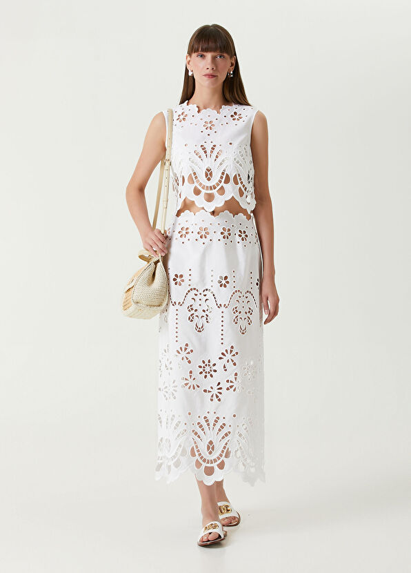 Dolce&Gabbana Beyaz Ajur Dokulu Bluz - 2