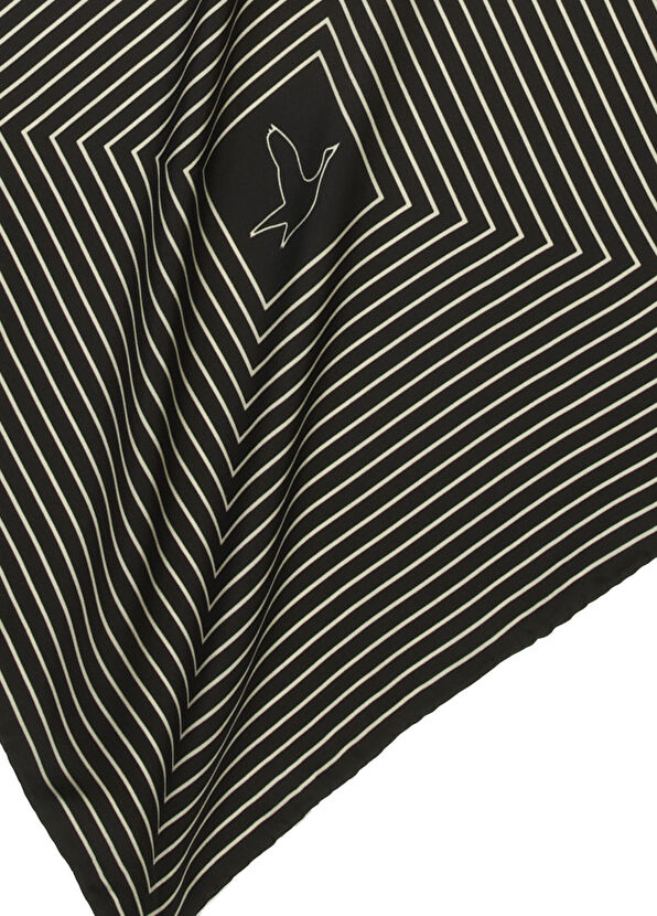 Beymen Club Black Striped Silk Scarf - 2