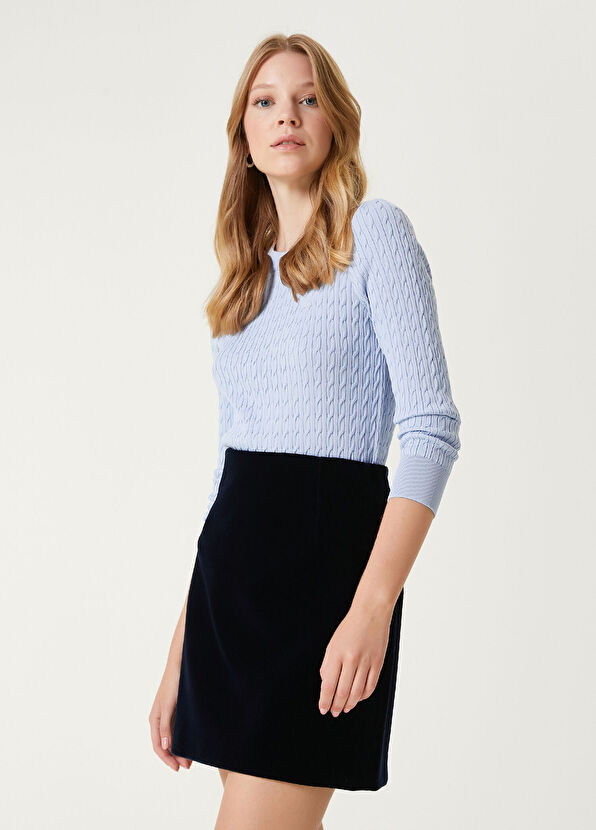 Beymen Club Blue Hair Braid Textured Sweater - 1