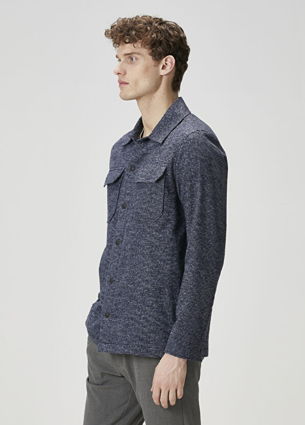 Beymen Club Blue Black Textured Overshirt - 2