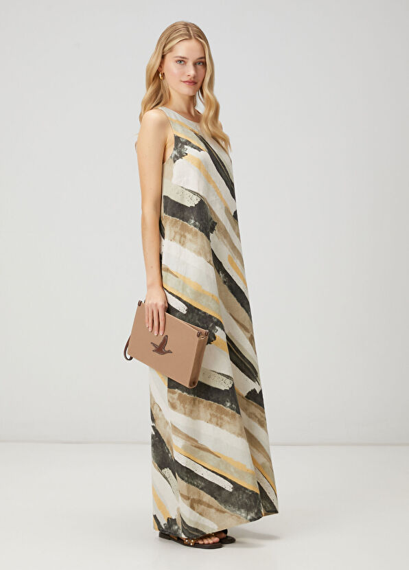 Kahverengi Kadın Canvas El Portföyü - Görsel 3