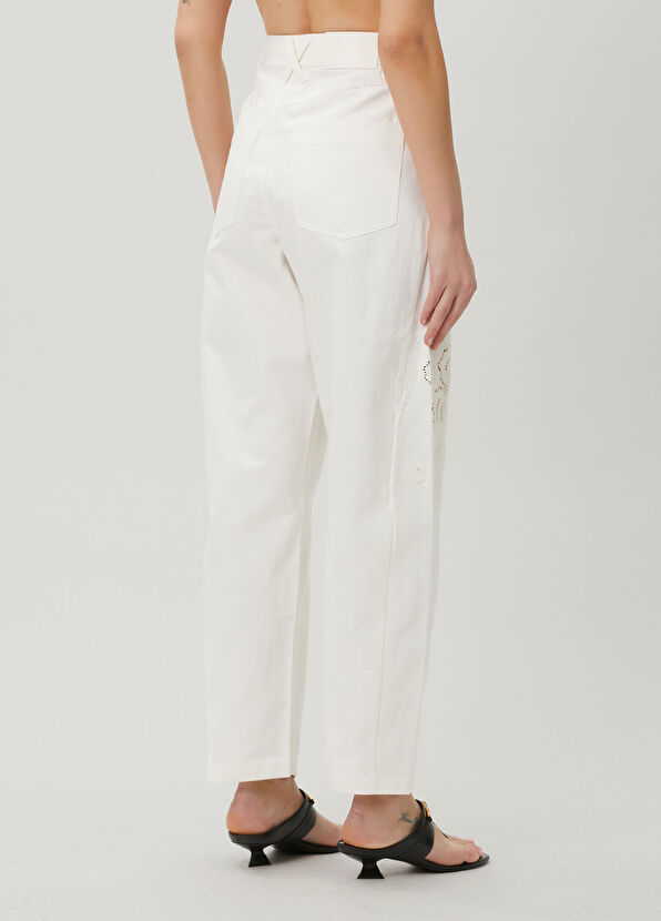 AJE Halo White Embroidered Trousers - 4