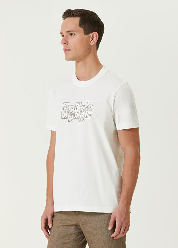 Beymen Club Beyaz Küçük Kaz Nakışlı T-shirt - 4