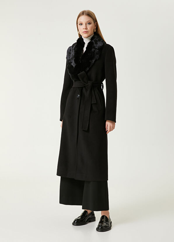 Beymen Club Siyah Yakası Kürklü Palto - 3