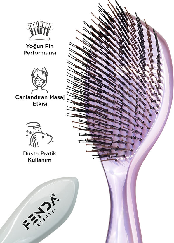 FENDA Profesyonel Nebula Purple 4 Pinli Geniş Başlık Mor Saç Fırçası - 2