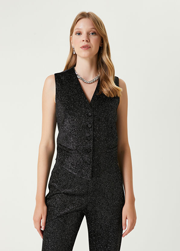 Beymen Club Siyah Simli Abiye Yelek - 2