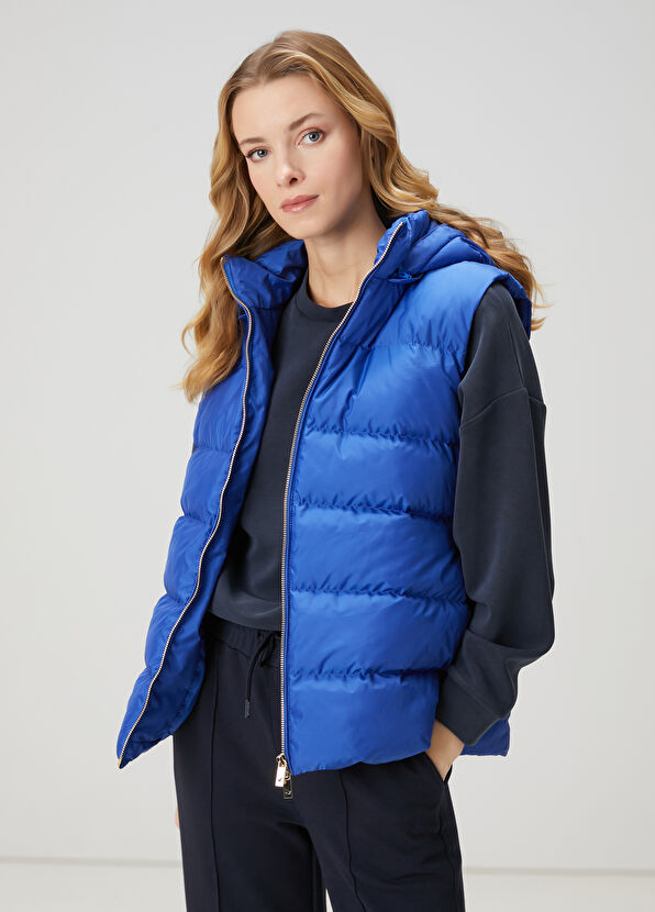 Beymen Club Sax Blue Hooded Puffer Vest - 1