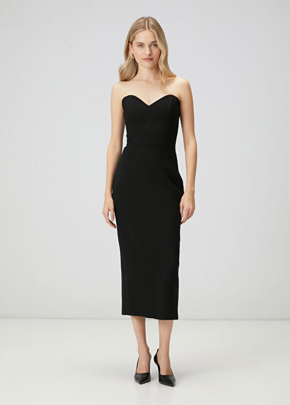 Beymen Club Black Long Crepe Evening Dress - 1