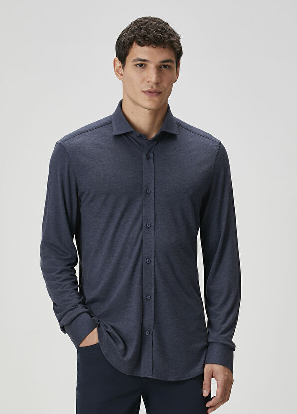 Beymen Club Slim Fit Smoked Flannel Look Knitted Shirt - 1