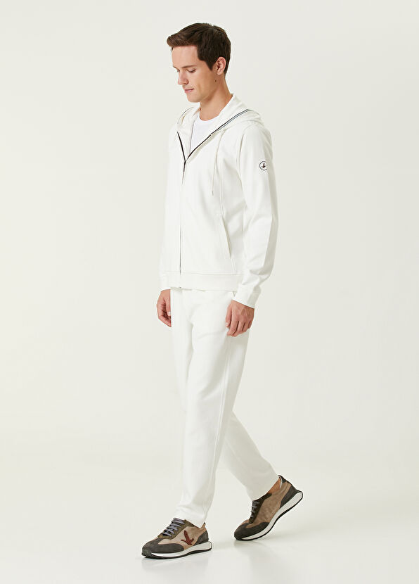 Beymen Club Beyaz Kapüşonlu Çizgili Ribanalı Sweatshirt - 3