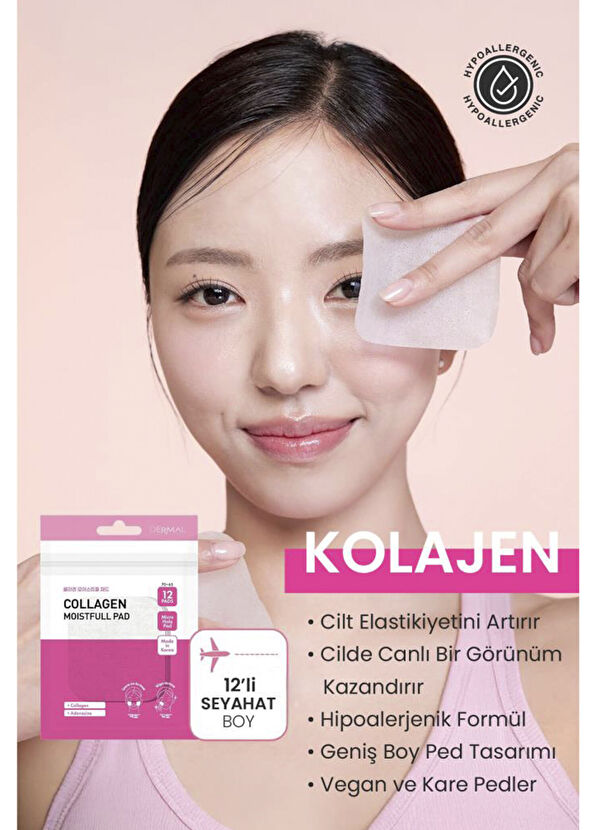 Dermal Kolajen Moistfull Pad Elastikiyet Artırıcı Tonik Pad 12 Adet - 2