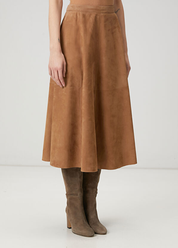 Beymen Club Brown Midi Suede Skirt - 2