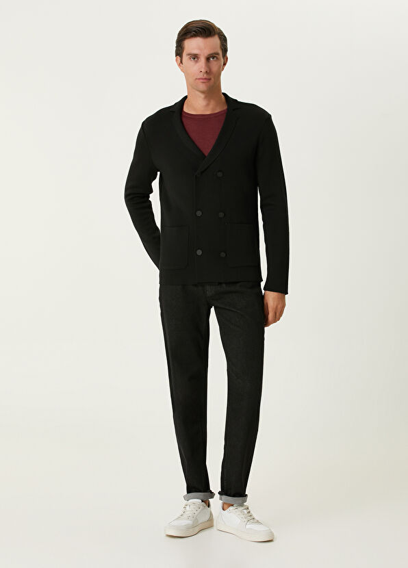 Beymen Club Siyah Kruvaze Yün Triko Ceket - 3