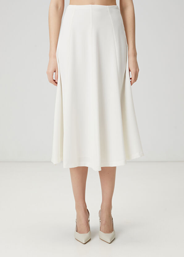 Beymen Club Off-White Midi Crepe Skirt - 2